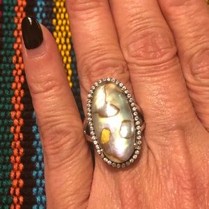 Graziela Gems Abalone Doublet & White Zircon Ring